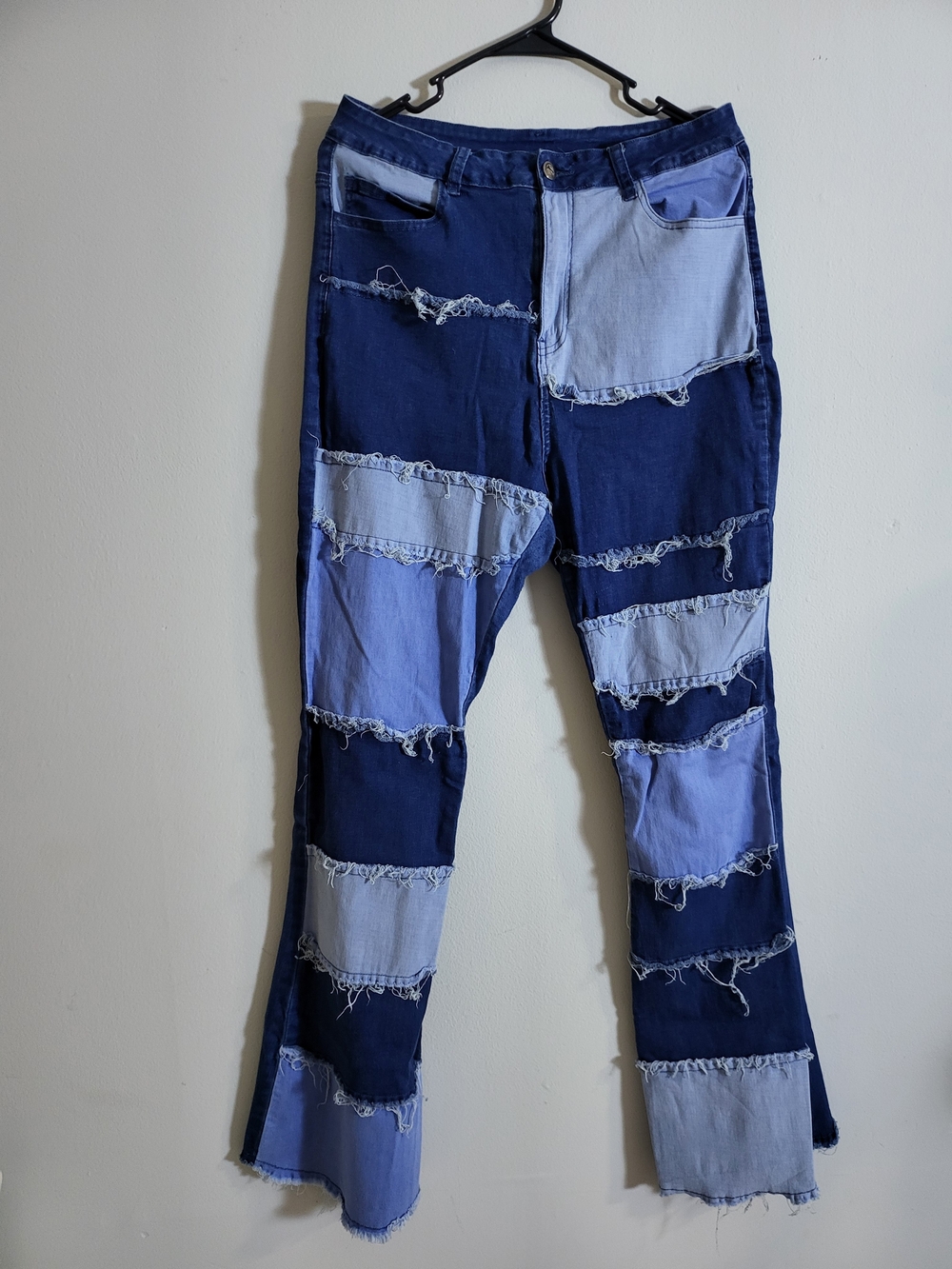 Patchwork Two-Tone Blue Women's Jeans